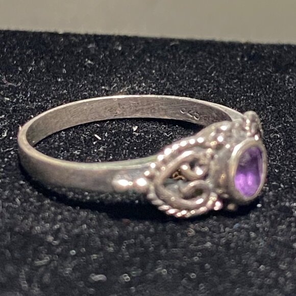 Ring Amethyst Faceted Size 5.5 Vintage Jewelry Sterling Silver Stamped 925 - Picture 11 of 12
